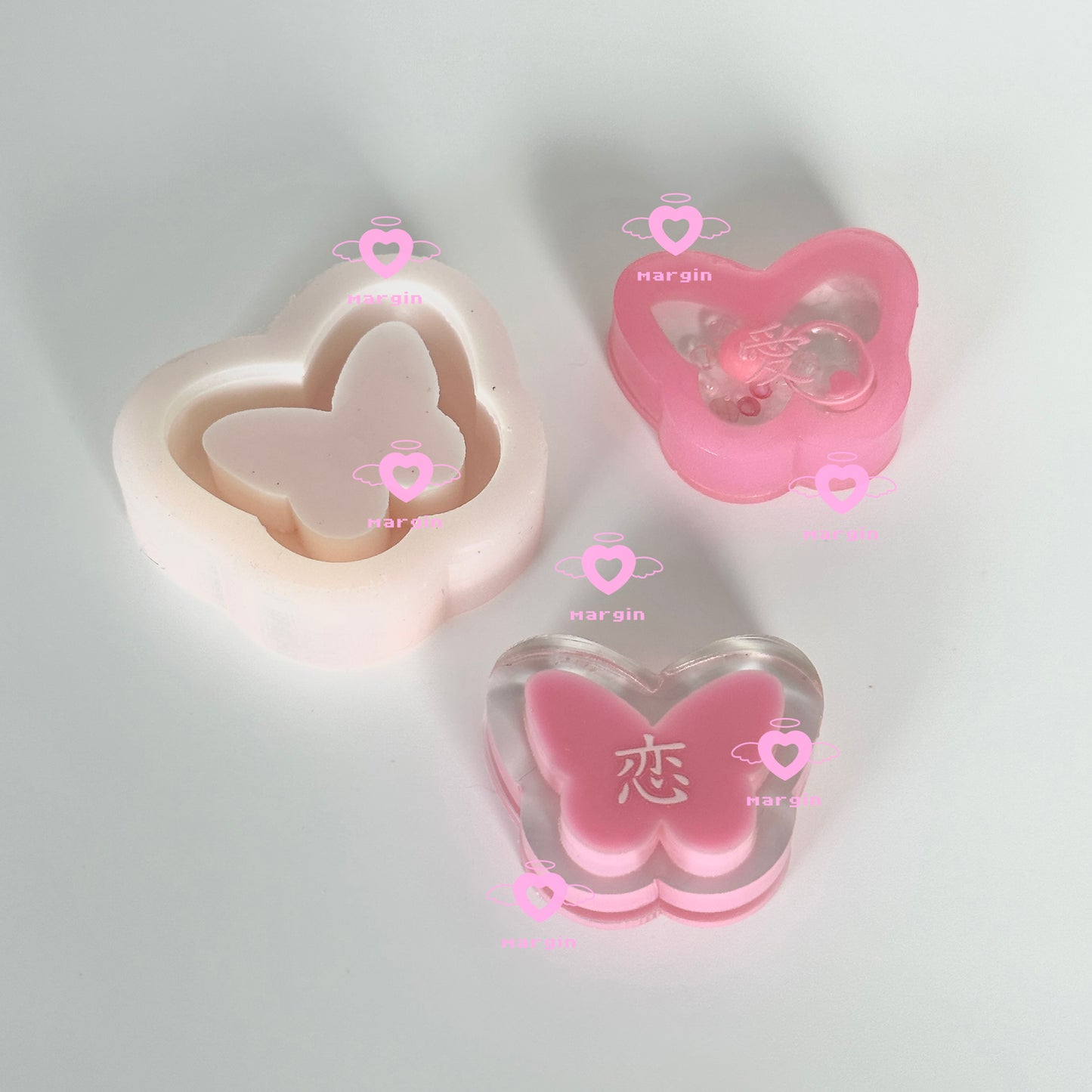 SK007 butterfly shaker mold mini, backed, acrylic, shiny