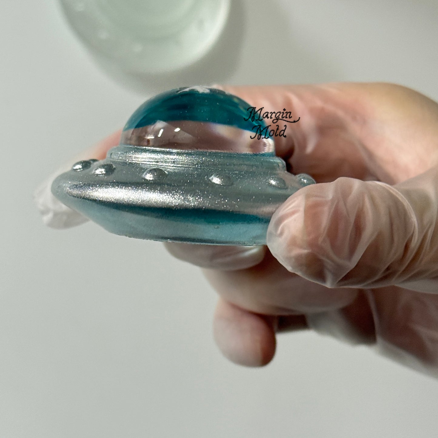 k166 3d UFO saucer mold, 3d printed, shiny