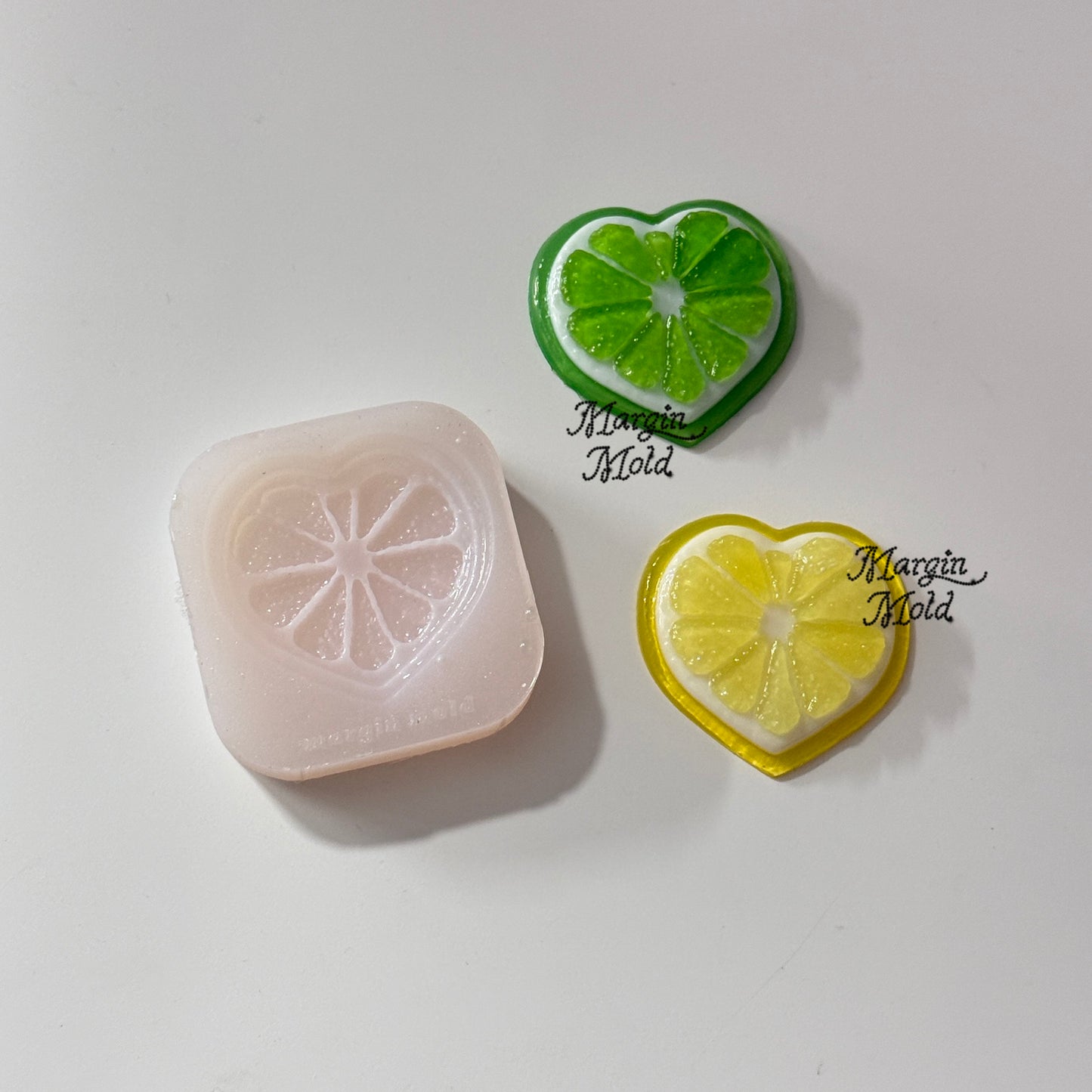 k160 orange slice heart mold, 3d printed, shiny