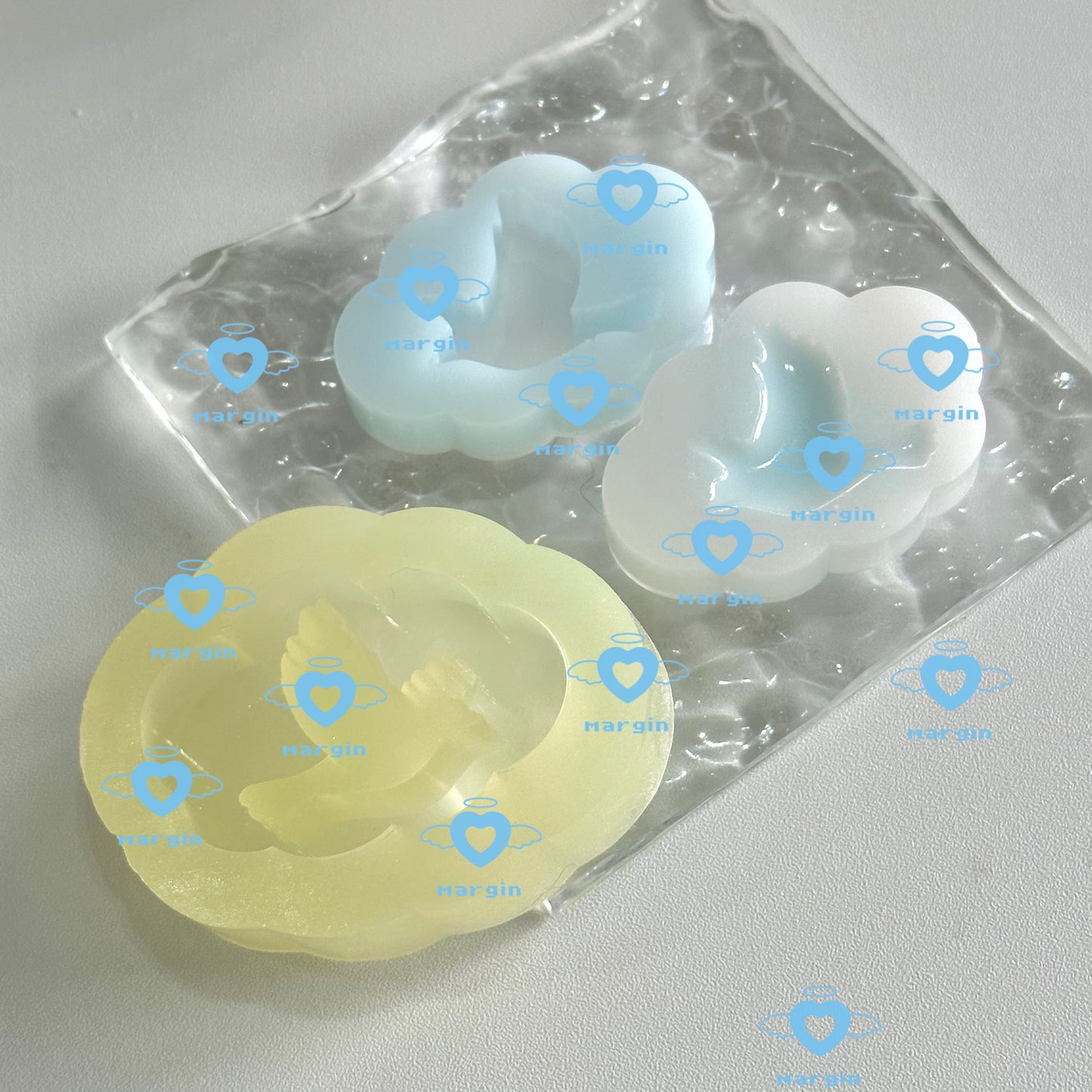 SK146 cloud bird shaker mold, backed, acrylic, shiny