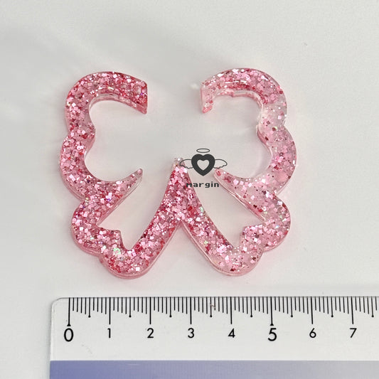 c011 carabiner mold ribbon bow, acrylic, shiny