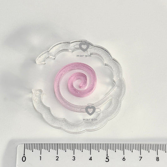 c014 carabiner mold fish cake with keyring holes, acrylic, shiny