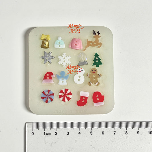 b148 bits mold Christmas button mold, 3d print, matte