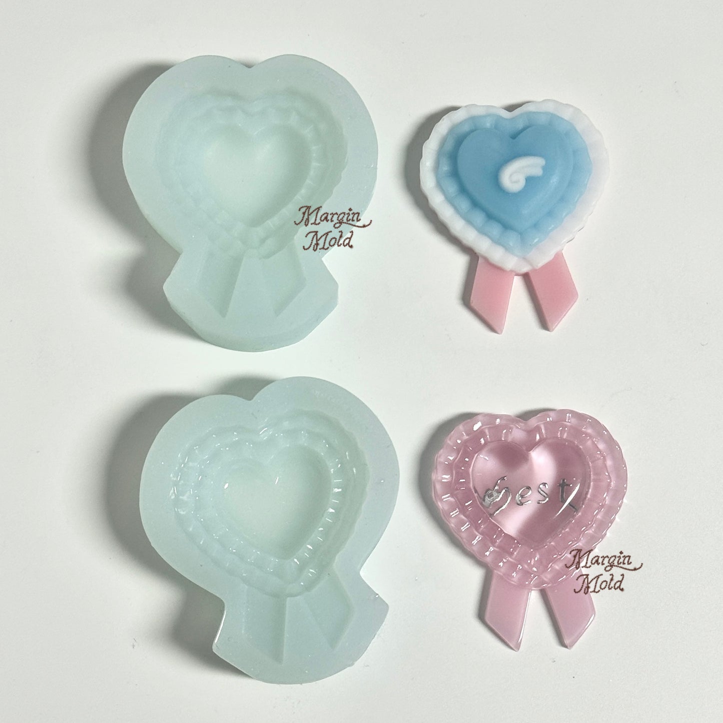 k188 k189 heart rosette solid mold, 3d printed, shiny