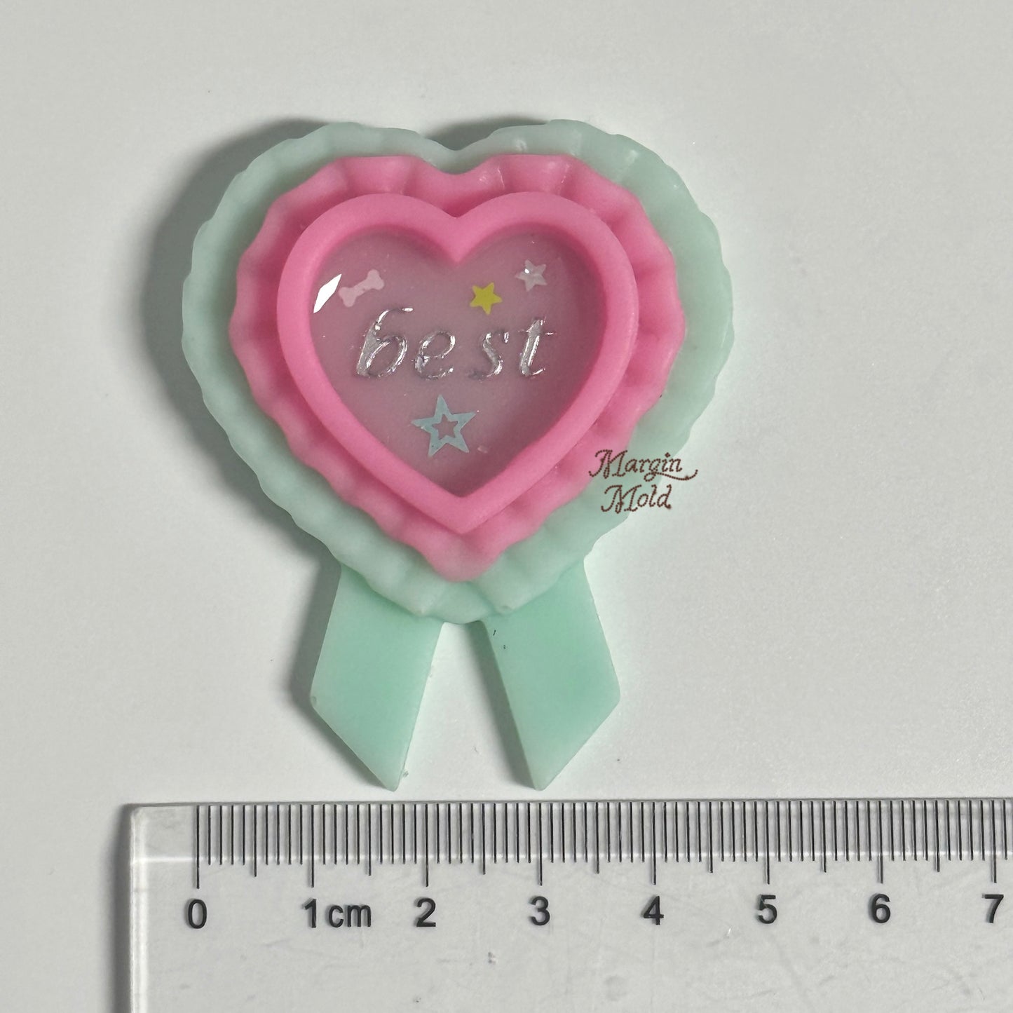 k186 k187 heart rosette frame mold, 3d printed, shiny