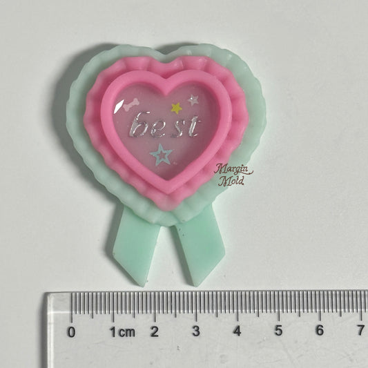 k186 k187 heart rosette frame mold, 3d printed, shiny