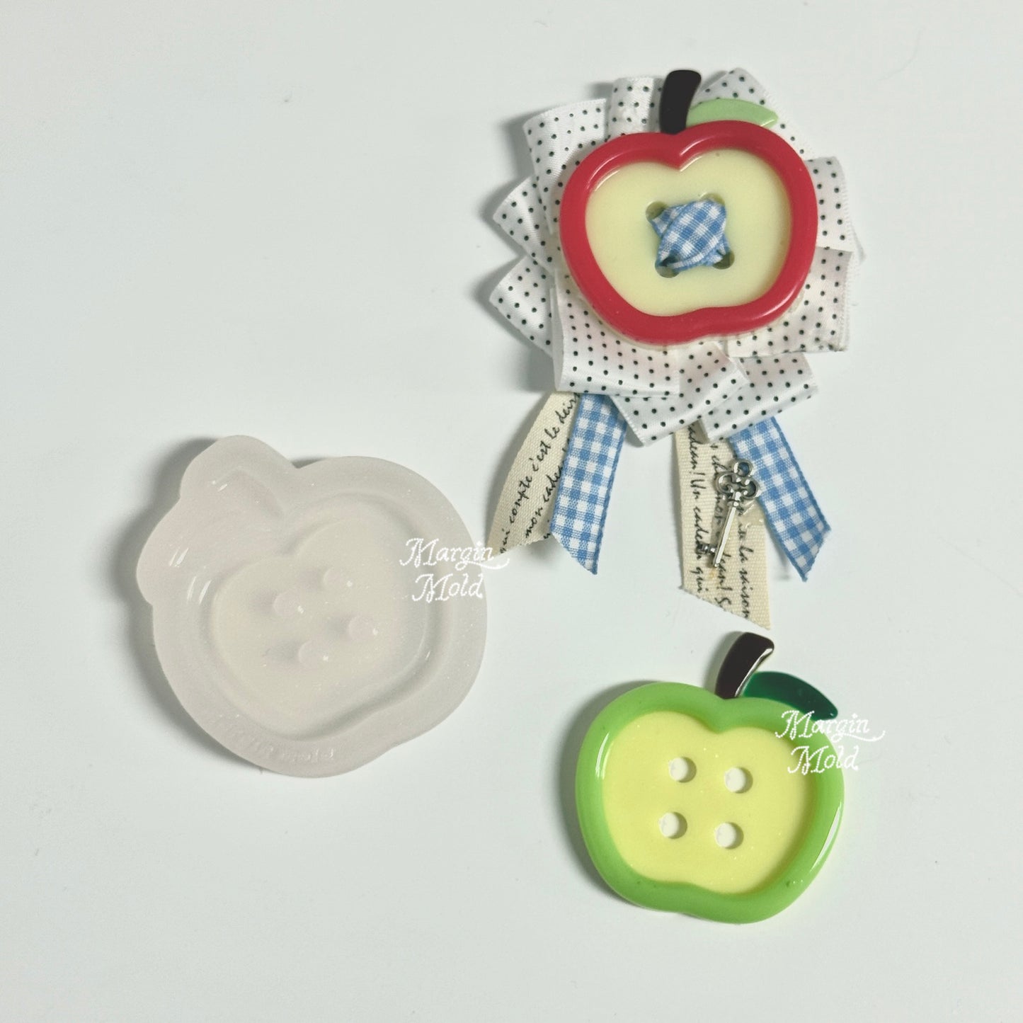 k183 apple button mold, 3d printed, shiny