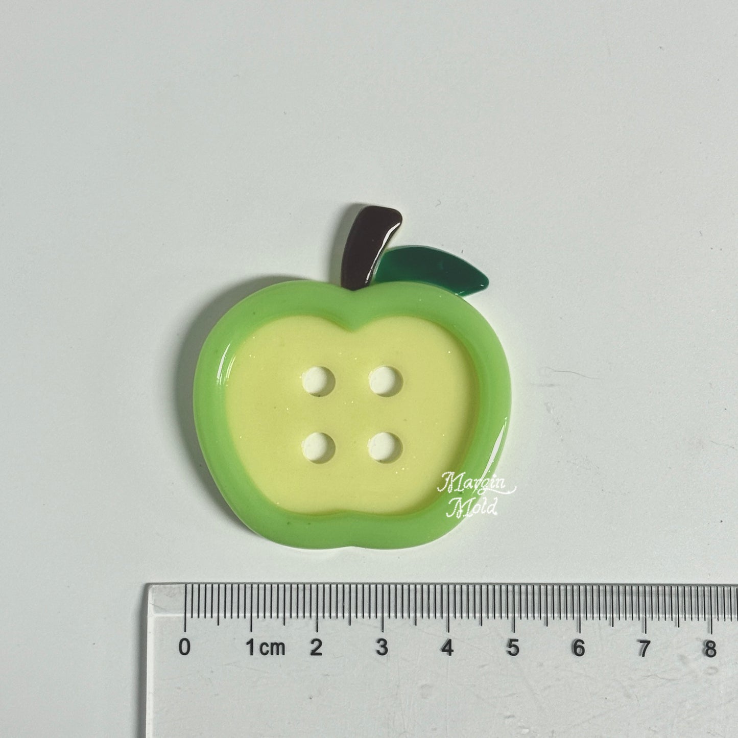 k183 apple button mold, 3d printed, shiny