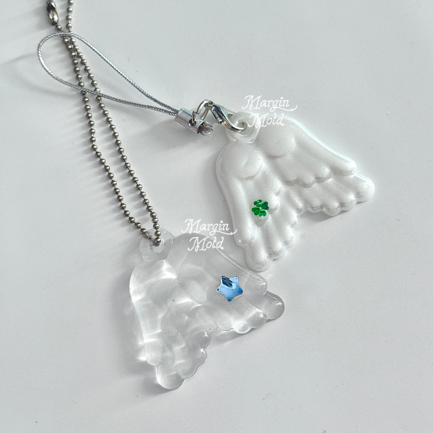 k107 angel wing pendant mold, 3d printed, shiny