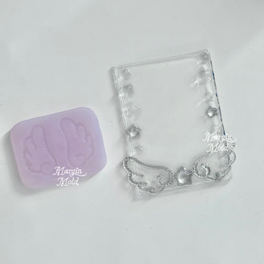 k108 dotted angel wing duo mold, 3d printed, shiny