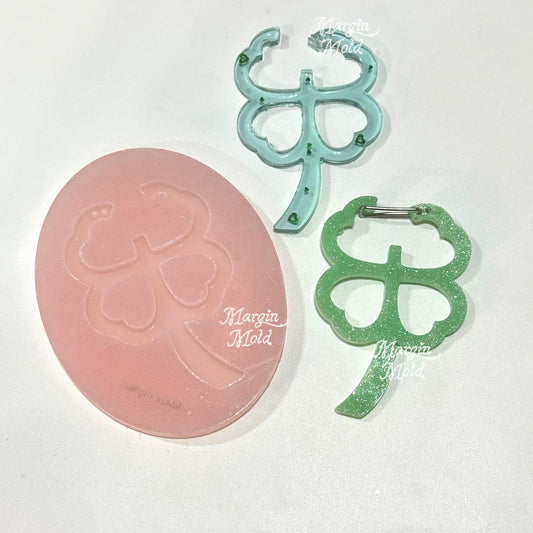 c015 carabiner mold four leaf clover, acrylic, shiny