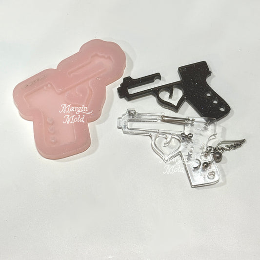 c018 carabiner mold gun with keyring holes, acrylic, shiny