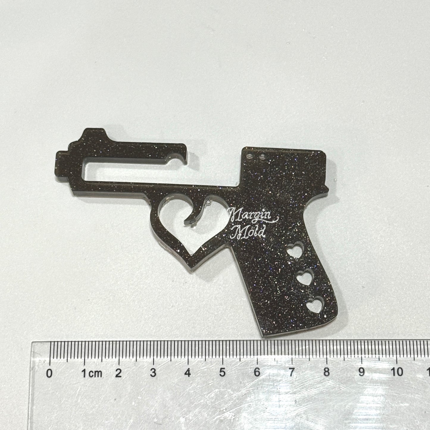 c018 カラビナモールドガン、キーリング穴付き、アクリル製、光沢あり