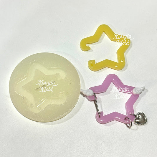 c022 carabiner mold star with keyring holes, acrylic, shiny