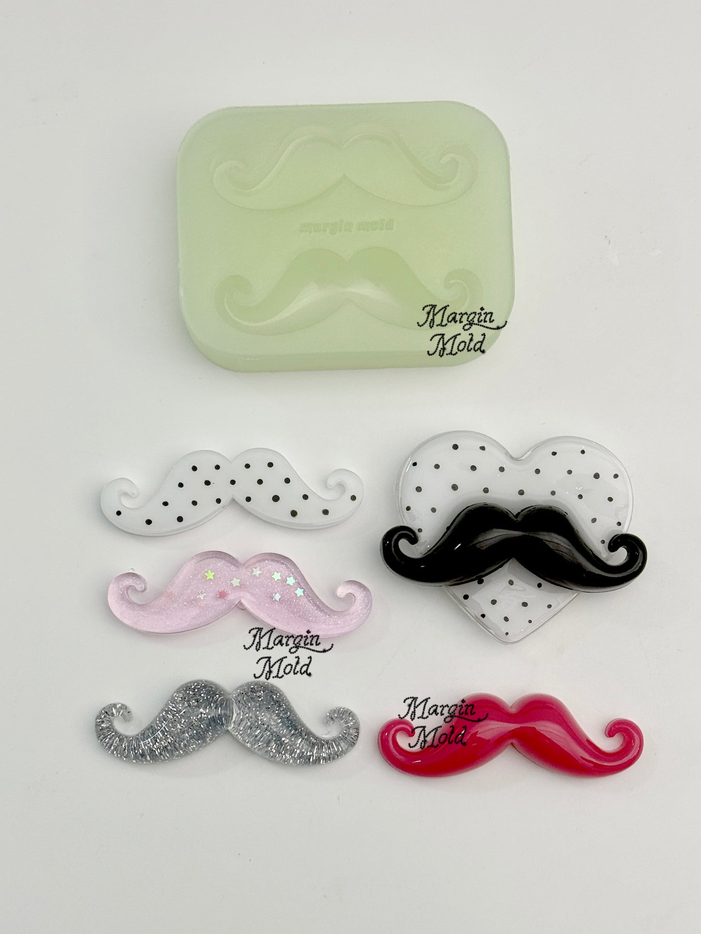 k201 mustache set mold, 3d printed, shiny