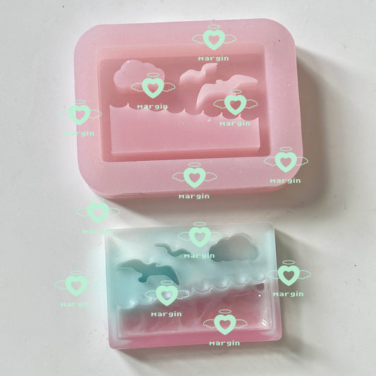 SK113 seaside scenery shaker mold, backed, acrylic, shiny