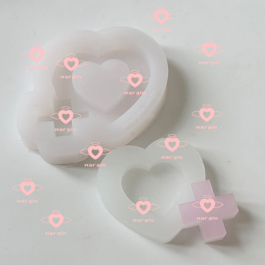 SK104 heart plus cross shaker mold, backed, 3d print, matte