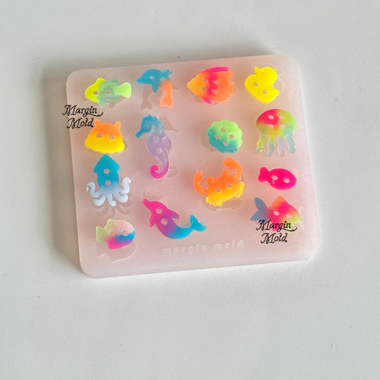 b115 bits mold sea animal button mold, 3d print, matte
