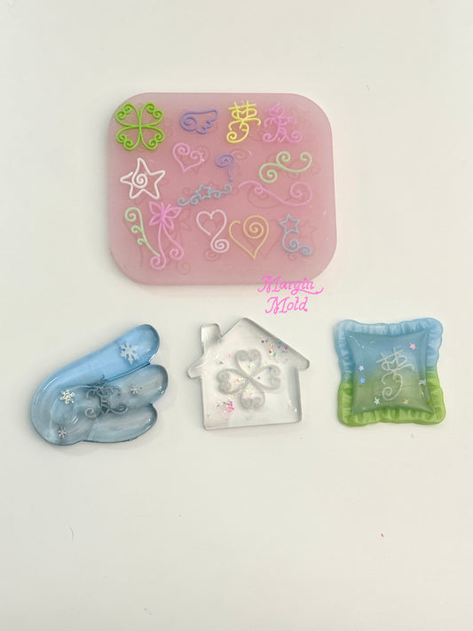 b163 bits molds curlique style bits mold, 3d print, matte