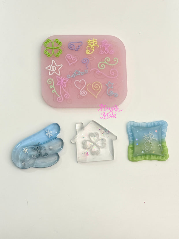 b163 bits molds curlique style bits mold, 3d print, matte